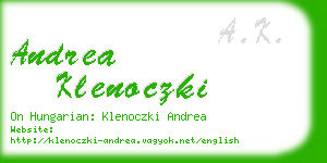 andrea klenoczki business card